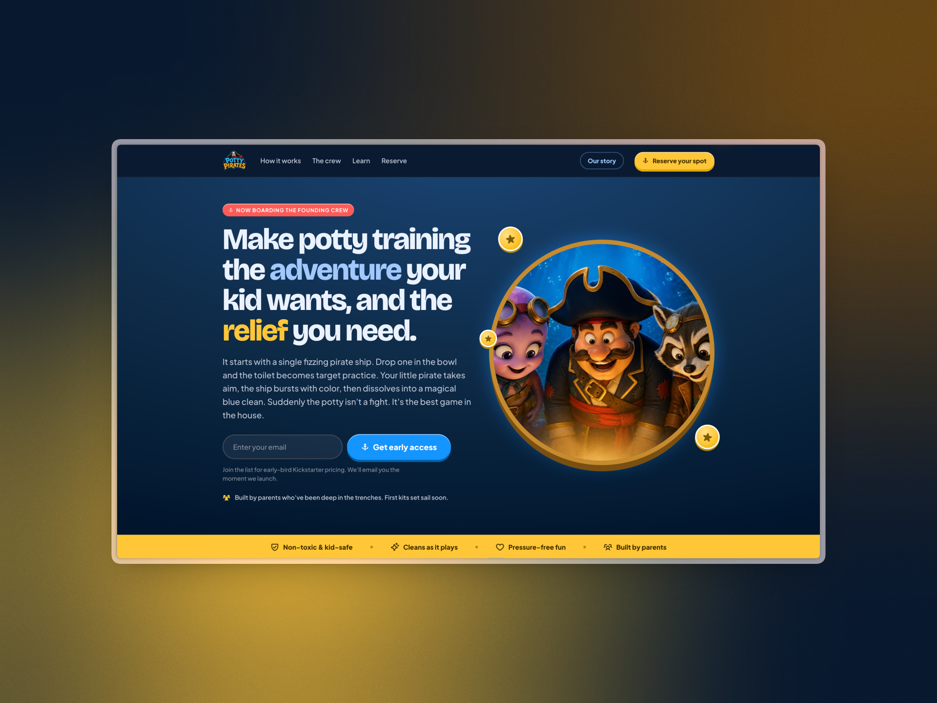 Potty Pirates marketing site hero